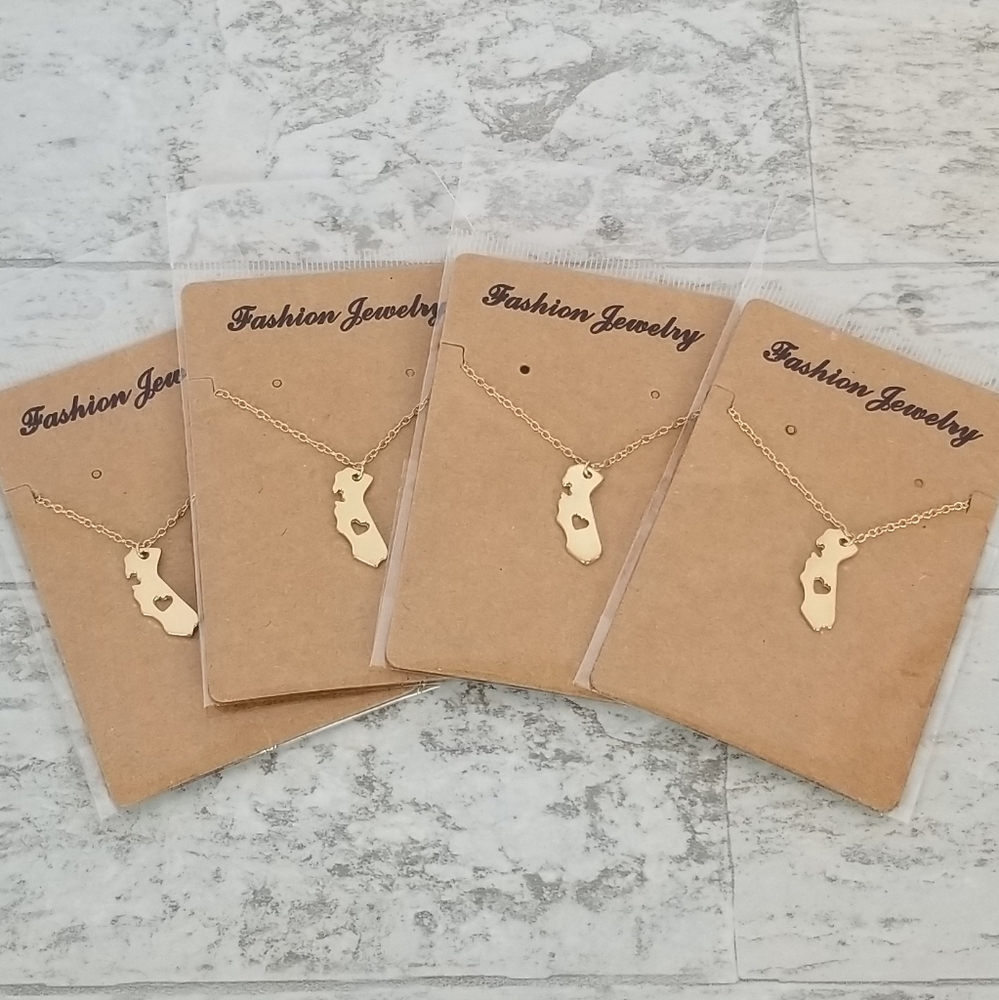 Gold California Love Heart Gold Look Necklace Lot of 4 Gift Idea